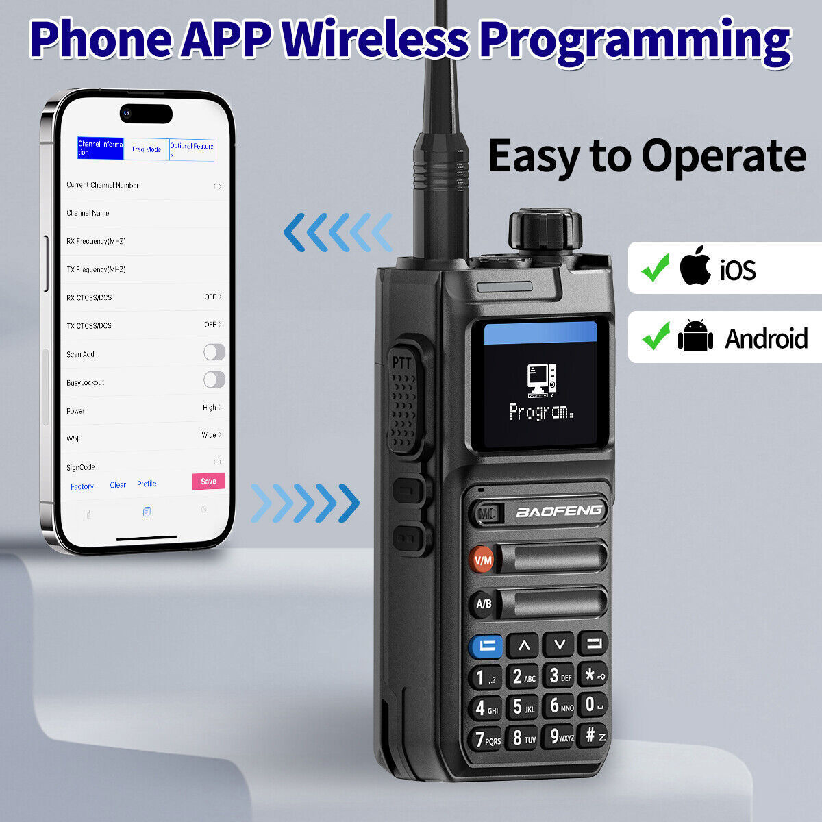 Baofeng AR26 GPS Walkie Talkie Long Range Phone APP Programming Recording Radio