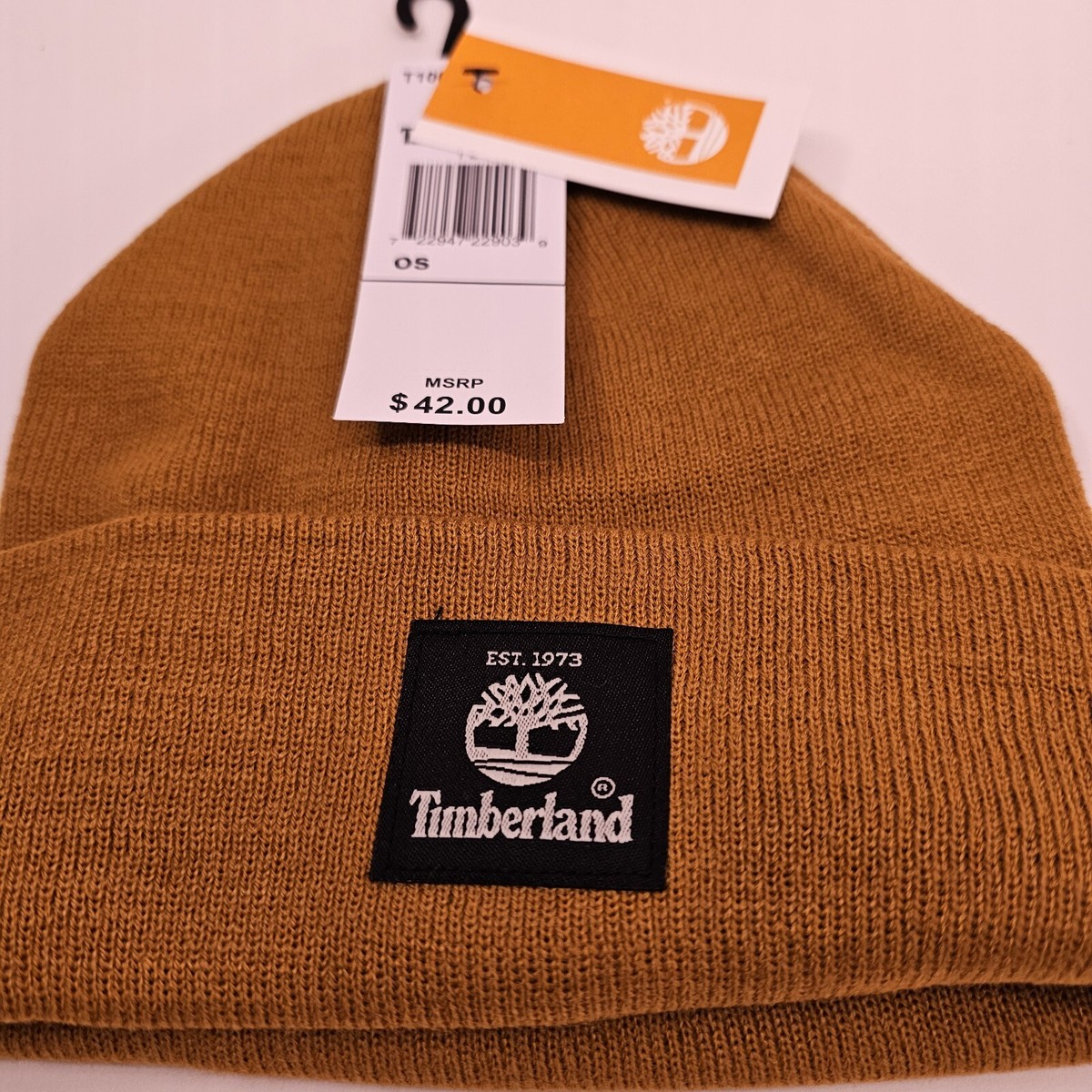 Mens Timberland Classic Tan Wheat Beanie Skully Skull Cap Hat NEW