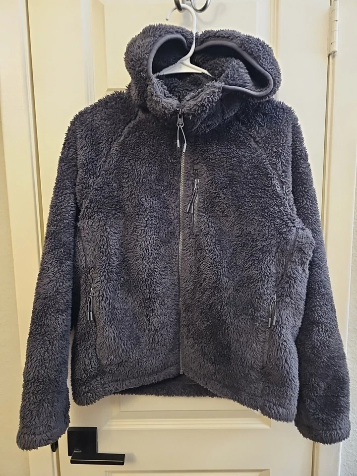 Chaqueta polar Uniqlo Fuzzy Sherpa gris carbón invierno táctica talla S