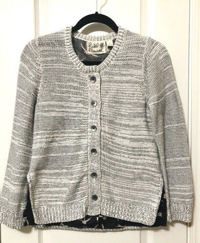NUEVO M Anthropologie Pájaro Cárdigan Botón Frontal Suéter por Campo Flor Versátil - Imagen 3 de 8