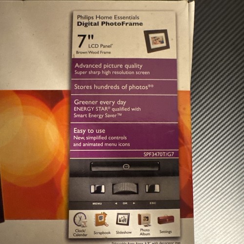 Philips 7" LCD Digital Photo Frame, Brown Wood, SPF3470T/G7 128 MB Display NIB - Picture 12 of 12
