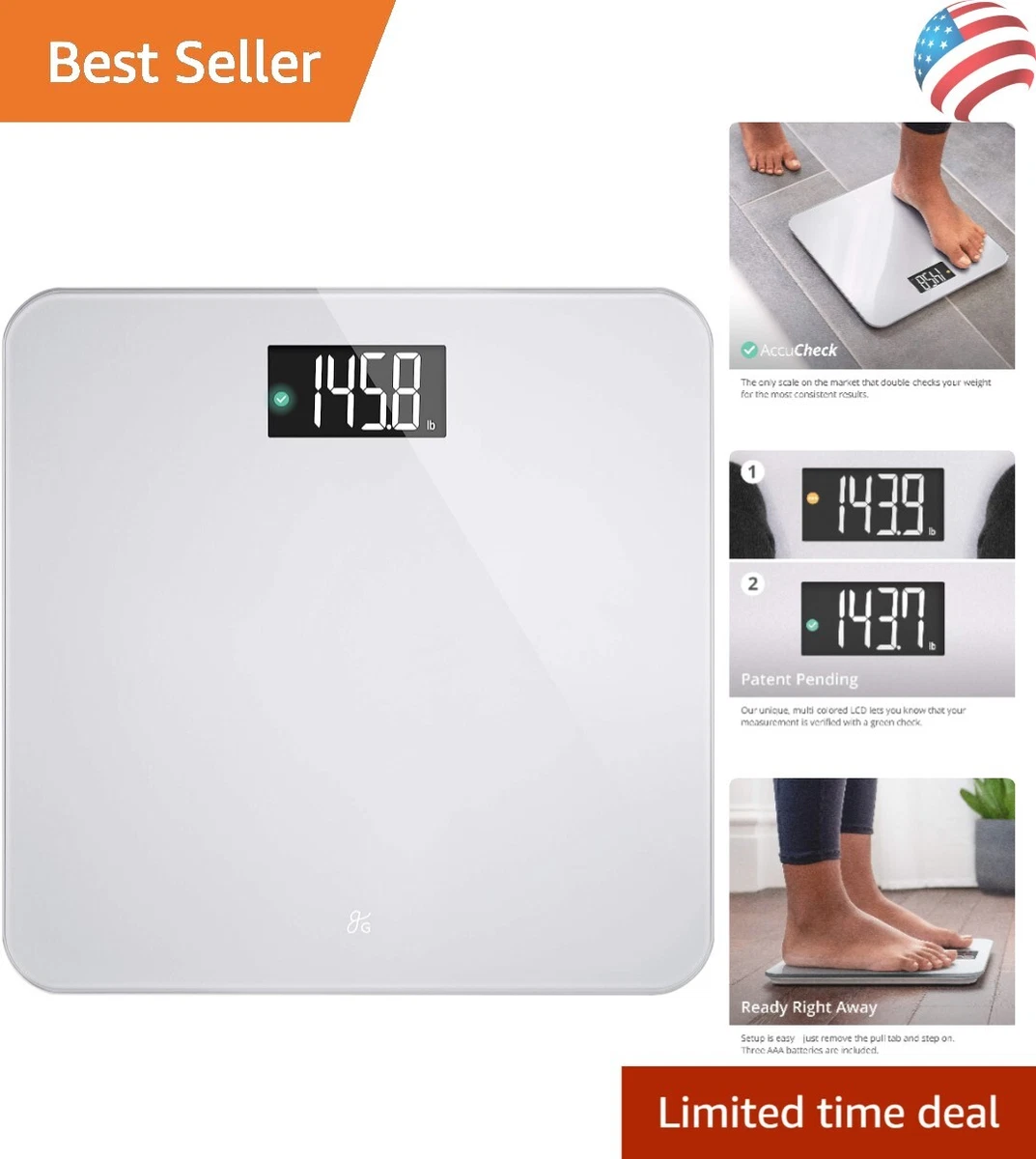 AccuCheck Digital Body Weight Scale from Greater Goods, Patent Pending  Technology (Ash Grey)