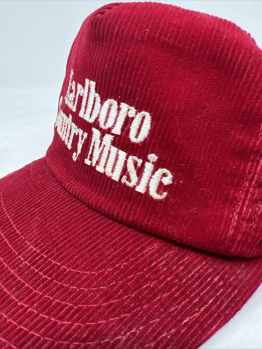 Vintage Marlboro Country Music Corduroy Hat Cap Snapback Red Vintage Marlboro Country Music Corduroy Hat Cap Snapback Red