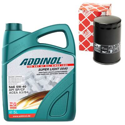 Motoröl Set 5W-40 Addinol 5 Liter + Ölfilter 22550 für Audi Seat Skoda VW Polo