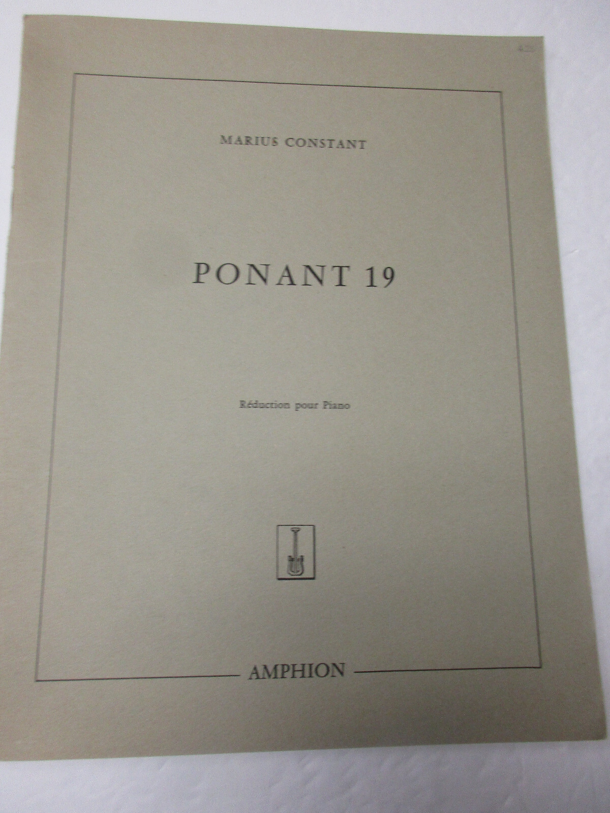 Marius Constant - Ponant 19 per Pianoforte Solo