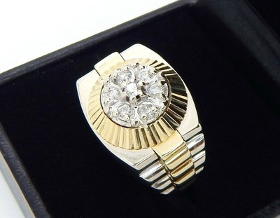 Men S 14k Rolex Style 42 Carat Diamond Ring Size 9 1 2 17 Grams Ebay
