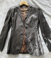 Dolce & Gabbana D&g Black Leather Blazer Lined Jacket Uk8 It40 Us6 Stunning