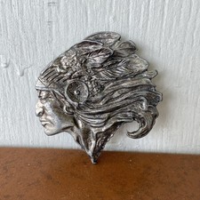 Native American Indian Chief Head Cutout Vintage Belt Buckle Silver Tone