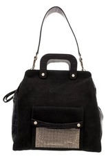 New Escada Black Croc Embossed Leather and Suede Convertible Tote Ret $1,450