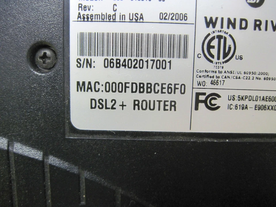Módem-router Westell DSL 6100 Wind River 2006 C90-610015-06 con adaptador Foto 4 de 4
