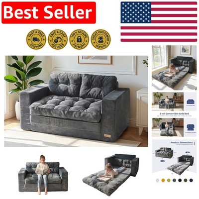 Elegant Convertible 2-in-1 Sofa Bed with Pillows - Dark Grey, 55'' Loveseat