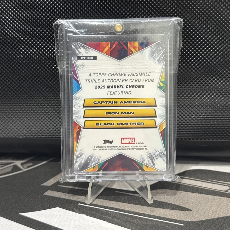 2025 Topps Marvel Capt America/Iron Man/Black Panther Facsimile Triple Auto 1/25 - Image 2 of 2