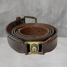 Etienne Aigner HAND MADE Leather Belt 42 Logo Buckle Brown Vintage