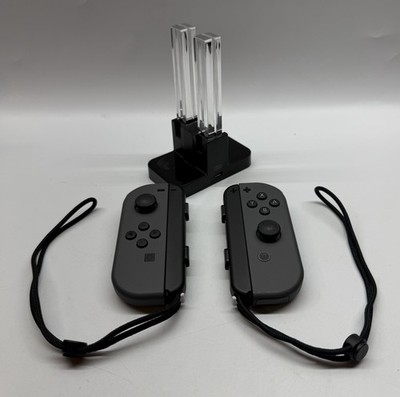 OEM Pair Nintendo Switch Joy-Con Gray Controllers L/R W/Charging Tower Tested