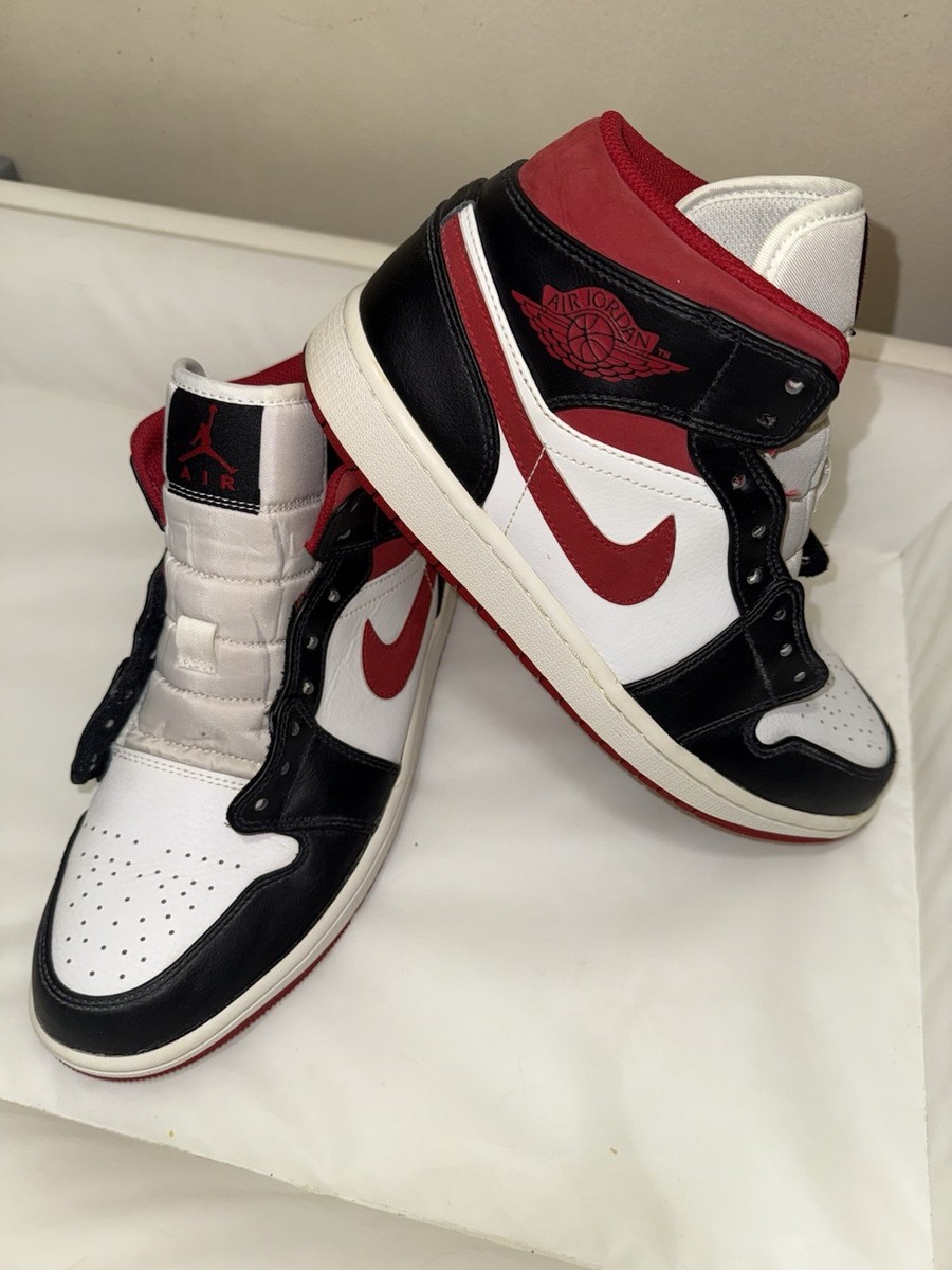 スニーカー AIR JORDAN 1 MID BLACK/GYM RED-WHITE Air Jordan 1 Mid Black Gym Red | White, Men's Size US-9M (Rojo