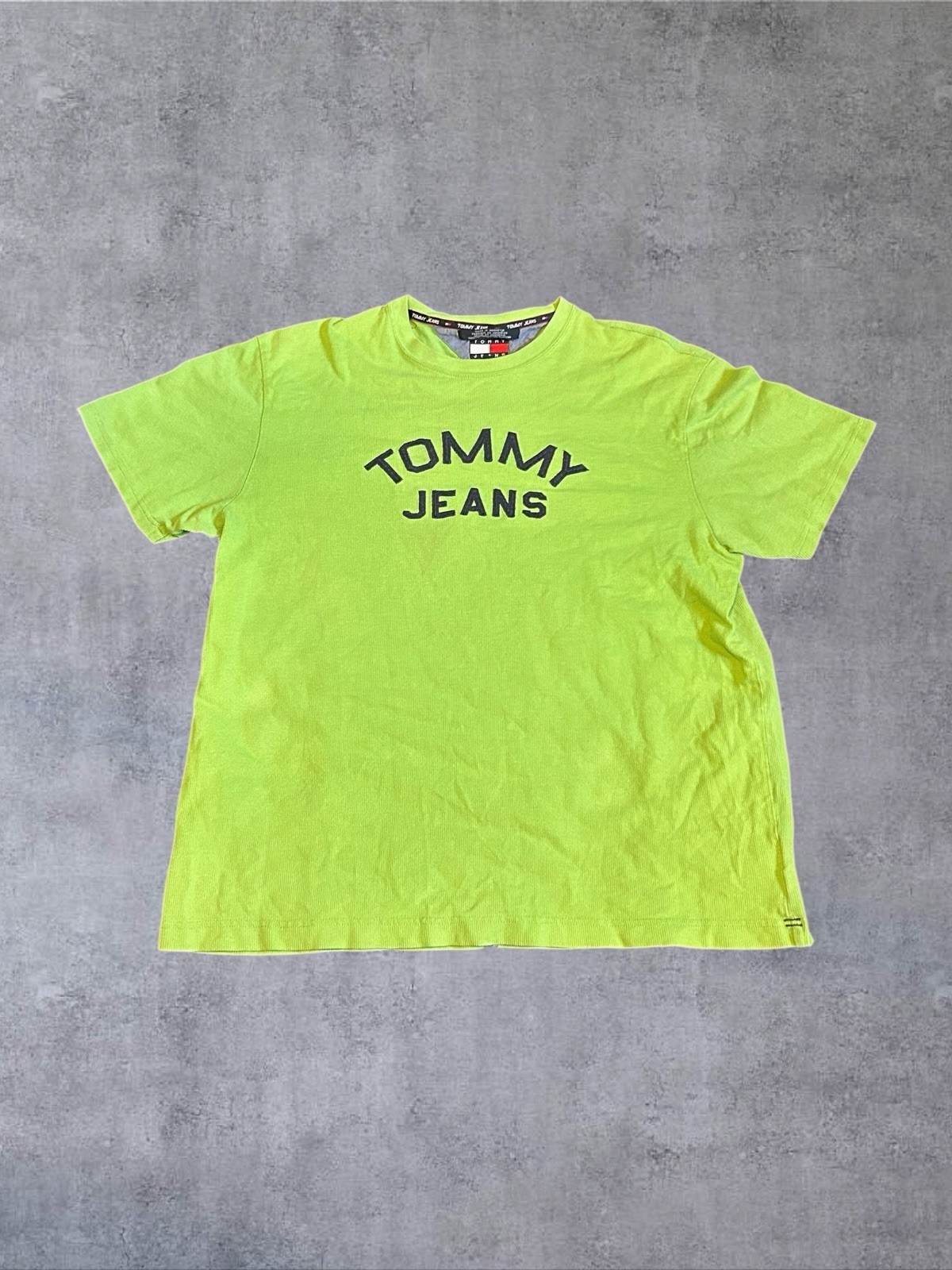 Tommy Hilfiger Jeans T Shirt Youth Large Neon Green Spell Ou