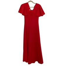 Vintage George Orange Maxi Dress Women’s Size 12 Sleeveless 70s Polyester Retro