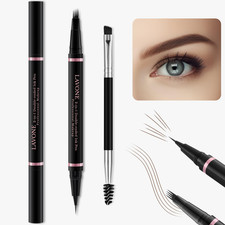 Eyebrow Pencil, 2-in-1 Waterproof Microblading Brow Pen, Dark Brown