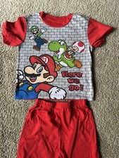 Super Mario Brothers Pajama Set Boys Size Small 6 Short Sleeves Shorts Sega