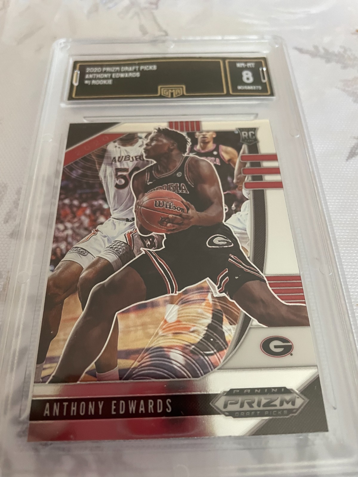 ANTHONY EDWARDS TIMBERWOLVES 2020 PRIZM DRAFT PICKS ROOKIE RC # 1 GRADED 8