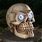 21cm Moving Halloween Decor Skull Light White LED Animated Eyes Garden Ornament