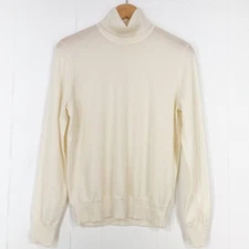 Tilley Womens Merino Wool Turtleneck Sweater Stretch * flaws * Size Medium Cream