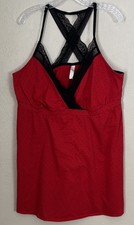 Cacique Lane Bryant Babydoll Lace-Back Red Dot Chemise Plus Size 22/24 3X