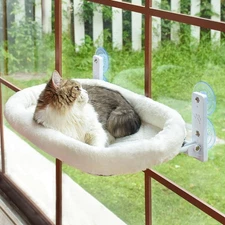 Cordless Cat Window Perch, Window Hammock for Cats with 4 Strong Suction Cups...
