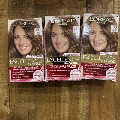 3 Pack L Oréal Paris Excellence Crème 6G Light Golden Brown