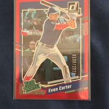 Panini 2023 Donruss Holo Red Rookie Evan Carter #42 Texas Rangers /2023