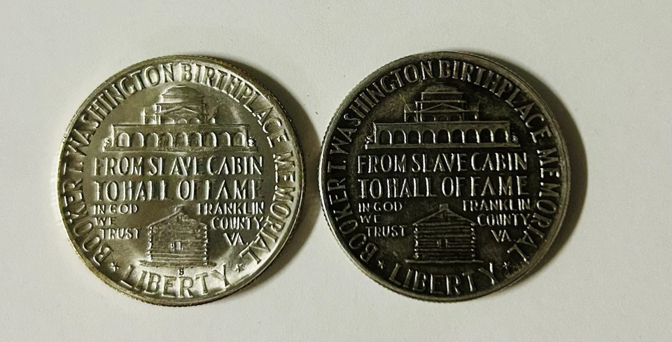 Two Booker T. Washington Commemorative Half Dollars 1946 & 1950 Very Good Cond. - Image 2 of 4