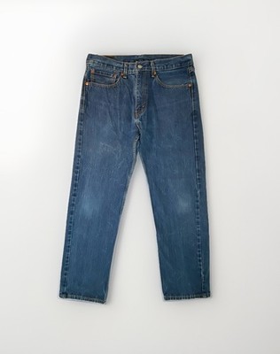 Levis 505 Jeans Mens 34x30 Blue Denim Regular Straight Leg Medium Wash Cotton