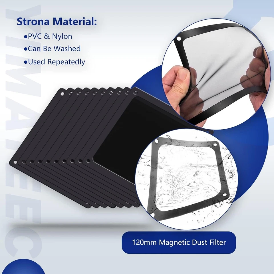 Effektive PC Lüfterabdeckungen, 120mm Nylon Staubfilter mit Magnetrahmen, 10 St. - Bild 4 von 4