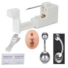 AM RIGHT THIRTY Belly Button Piercing Large, Silve-Belly Kit