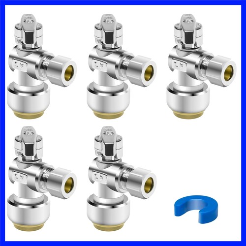 5PCS Angle Stop Valve, 1/2 x 3/8 Inch Compression Angle Water Shut Off Valve,...