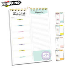 Pastel Rainbow Undated Weekly Meal Planner Notepad with Grocery List, 52 Sheets