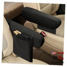 2PCS Arm Rest Cover for Car with Side Pocket,All Seasons Car Armrest Black