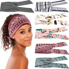 Adjustable Wide Boho Style Tie Headband for Women Bandana Headband Tie