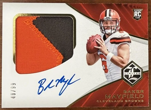BAKER MAYFIELD 2018 PANINI LIMITED ROOKIE RC PATCH AUTOGRAPH AUTO SP /99 READ