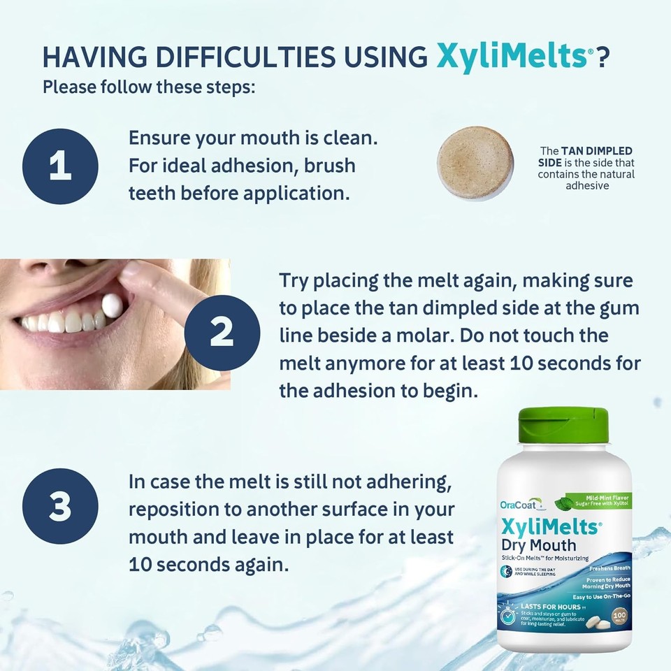 Oracoat XyliMelts for Dry Mouth Night Time or Day - Moisturizing Dry ...