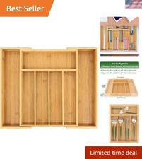 Bamboo Drawer Organizer, Expandable Silverware Drawer Organizer, Cutlery Tray...