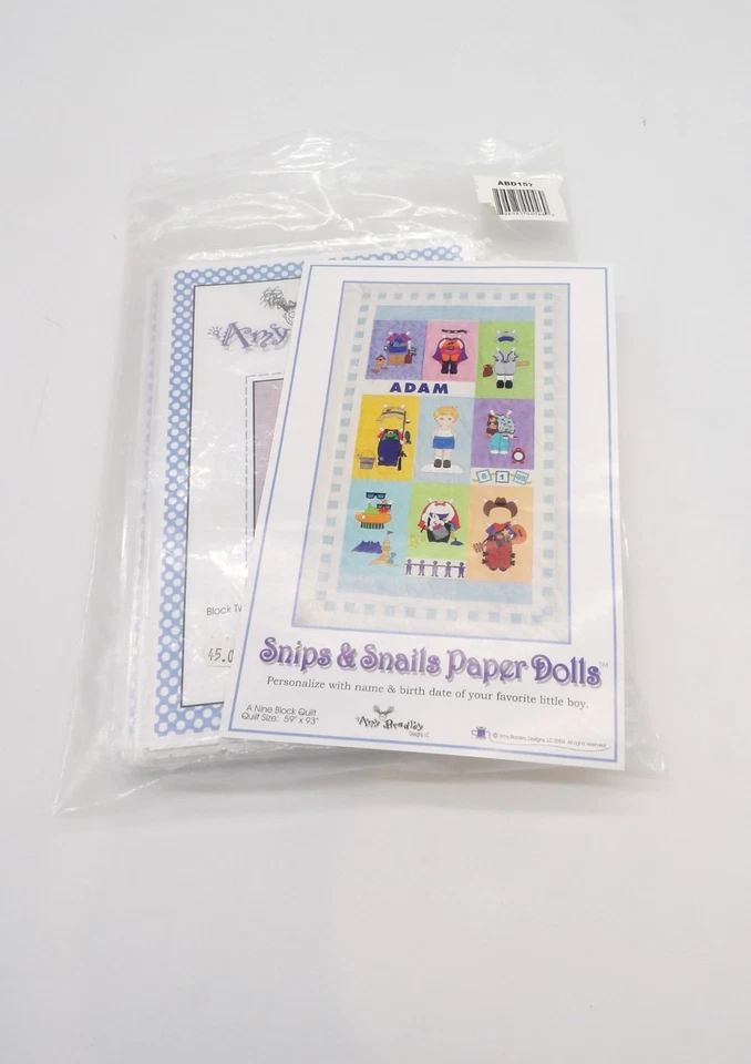 Quilt Pattern "Snips & Snails Paper Dolls"-Set of 9 Blocks 59" x 93" - Image 2 of 4