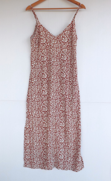 Roxy Slip Dress 6 XS Womens Midi Stay Sunny Straps Floral Splits
