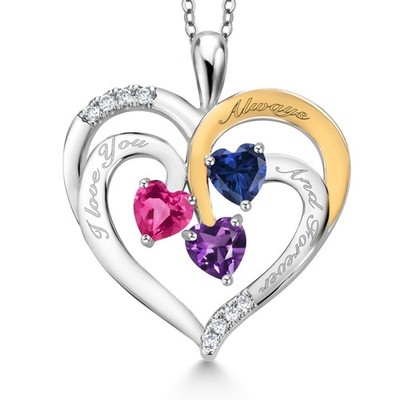 1.52 Ct Pink Created Sapphire Created Sapphire Rhodium Plated Pendant with Chain
