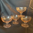 Lot Of 4 Hocking Glass MAYFAIR Open Rose Pink Low Footed Sherbet ~ Vintage 1930s