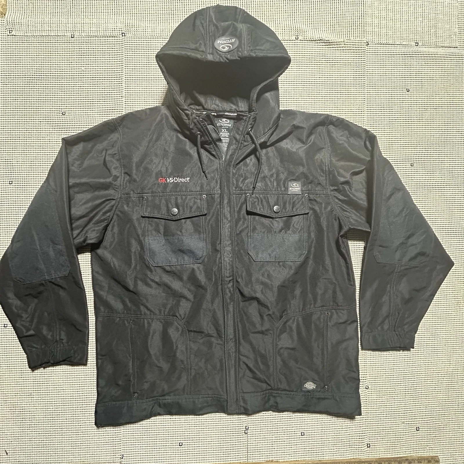 STORM BY DICKIES men’s black XL zip up EMBROIDERED Rain Coat