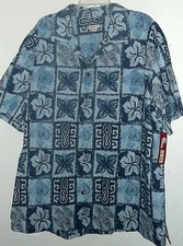 NWT TROPICAL FLOWERS HAWAIIAN SHIRT 100 COTTON sz M,L, XL or 2x BLUE TINT
