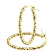 9ct Yellow Gold Hoop Earrings 2.7cm Long Diamond Cut Design by Citerna