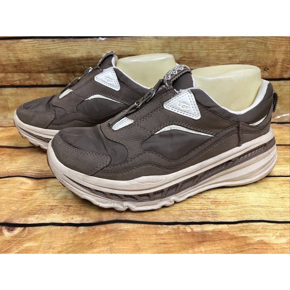 UGG CA805 Chunky Taupe Zip-Up Sneakers for Women - Size 8 1116311