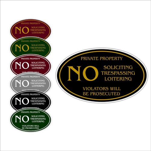 Private Property No Soliciting Trespassing Loitering Notice Aluminum